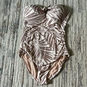 Elegant Brown Patterned Women's One Piece Swimsuit